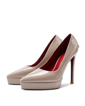 Pointed high-heeled shoes patent leather platform