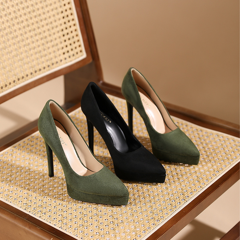 Retro sexy platform pointed high-heeled shoes for women