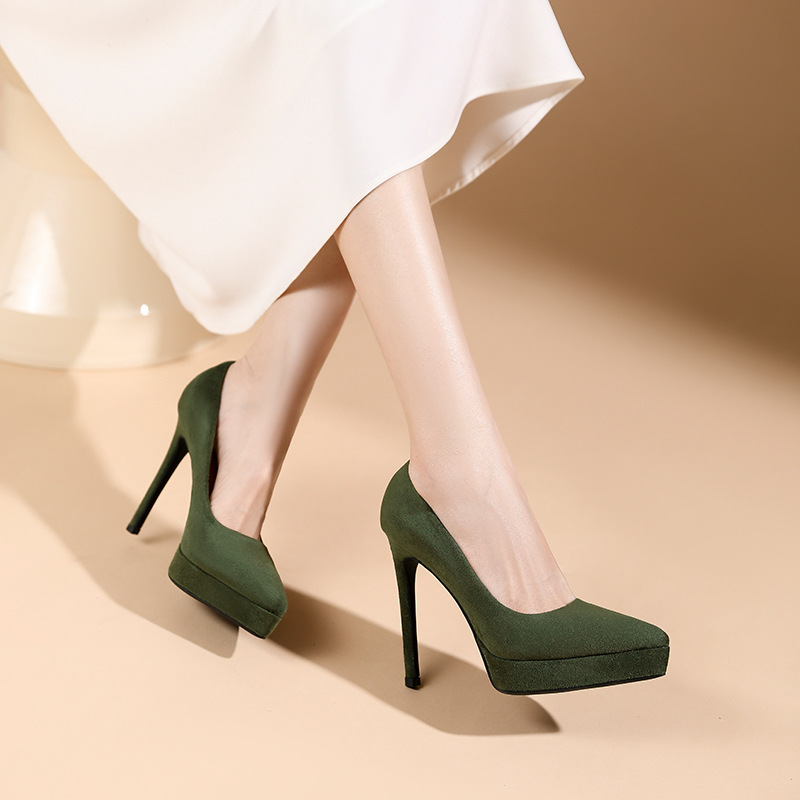 Retro sexy platform pointed high-heeled shoes for women