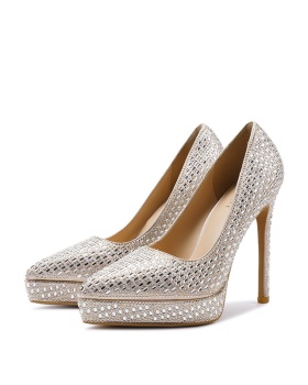  rhinestone platform champagne fully-jewelled shoes
