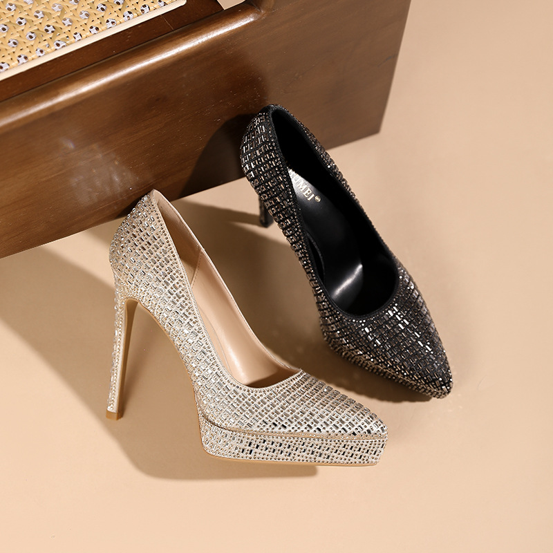  rhinestone platform champagne fully-jewelled shoes