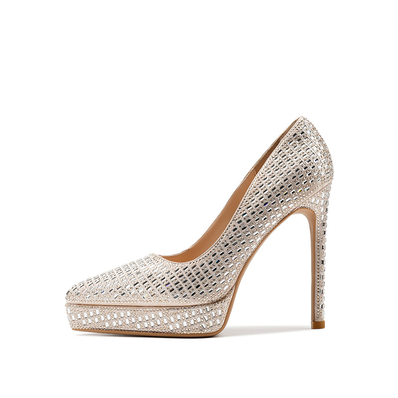  rhinestone platform champagne fully-jewelled shoes