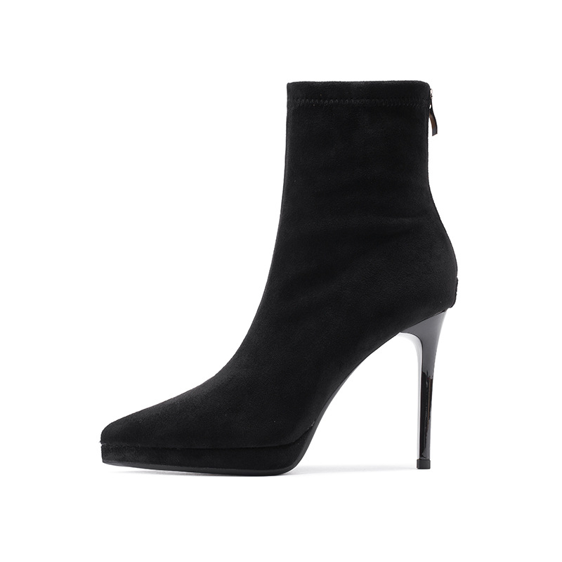 Banquet pointed boots black short boots for women