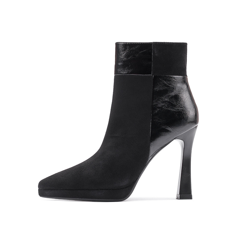 Temperament fashion platform splice high-heeled boots