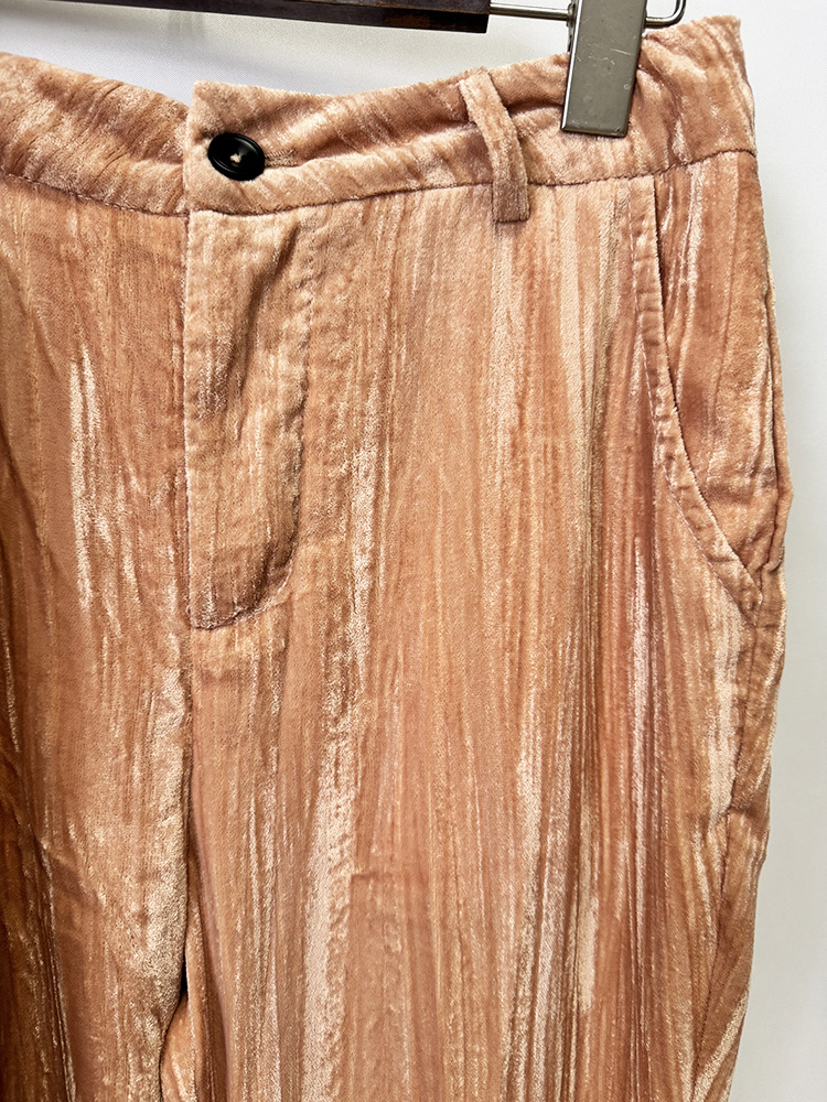 Waistband golden velvet long pants autumn coat 2pcs set