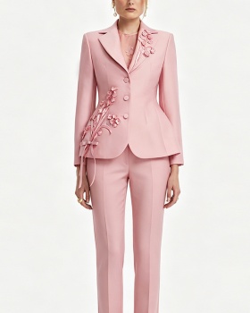 Embroidered business suit stereoscopic jacket 2pcs set