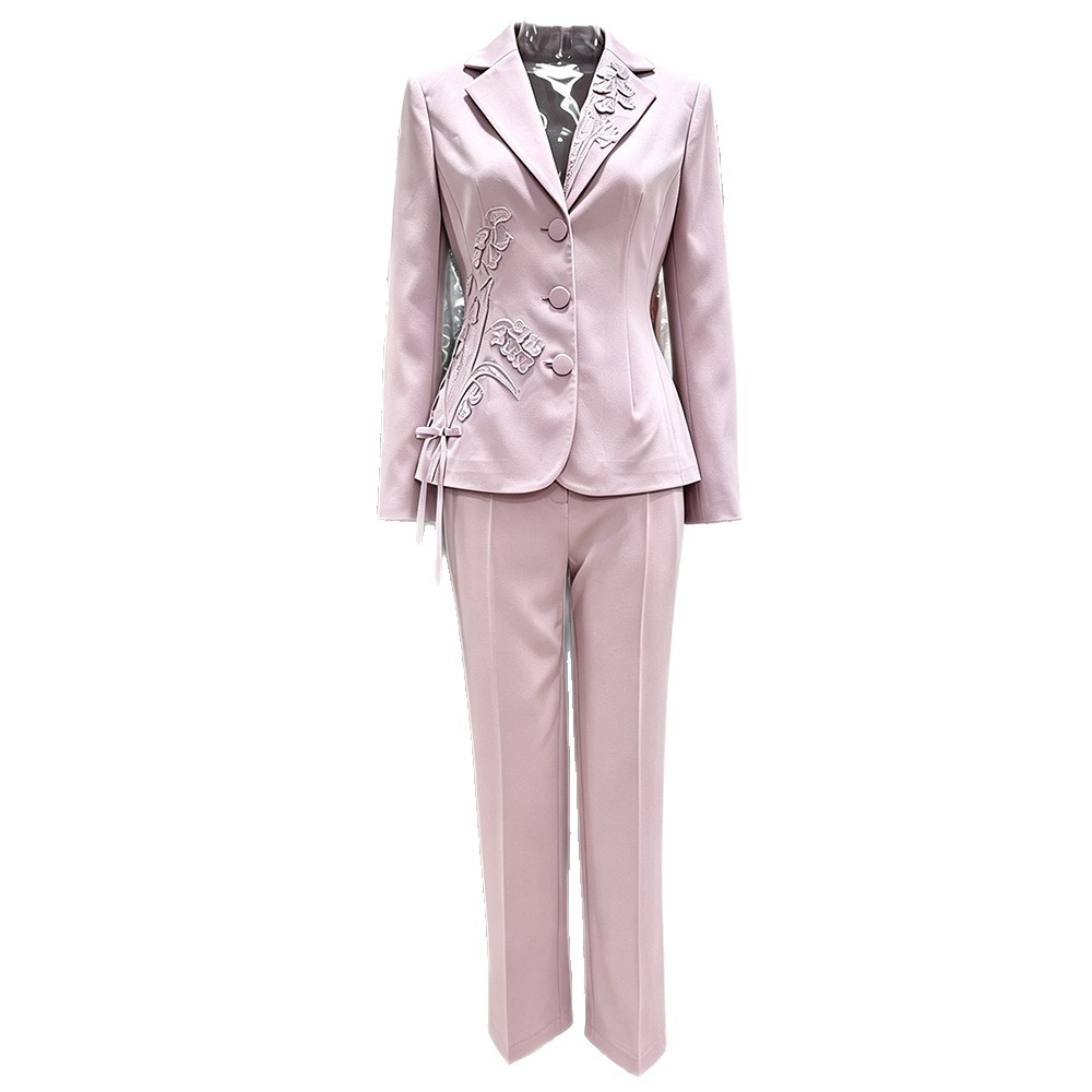 Embroidered business suit stereoscopic jacket 2pcs set