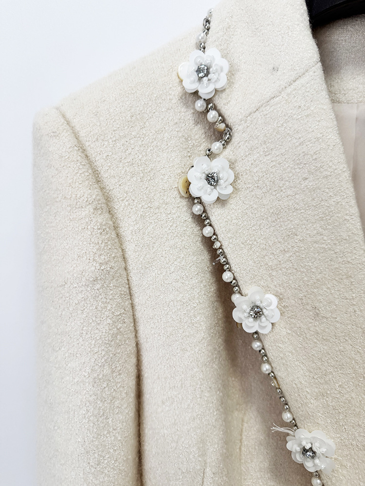 European style rhinestone coat woolen business suit 2pcs set