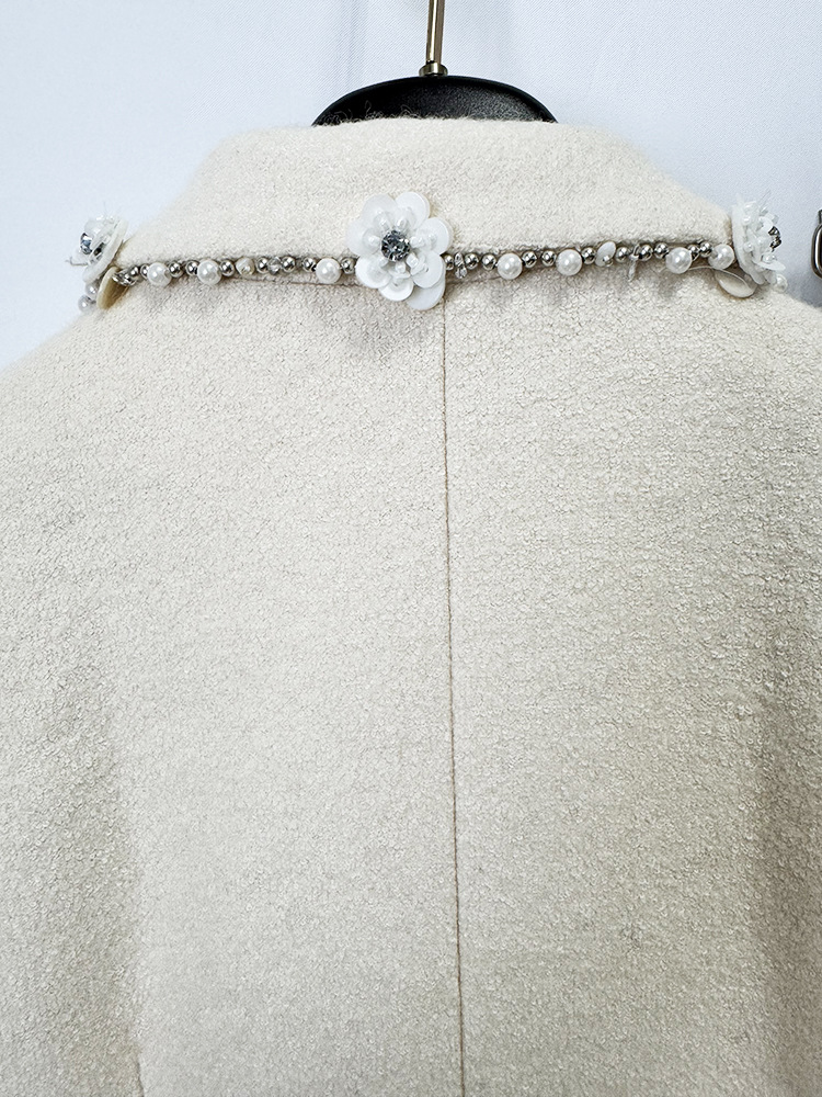 European style rhinestone coat woolen business suit 2pcs set