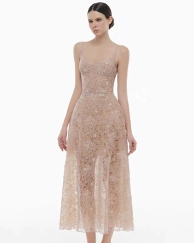 Light luxury lace long dress niche sling dress