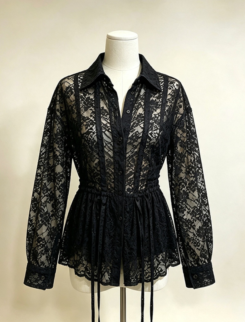 Lace European style slim temperament shirt for women