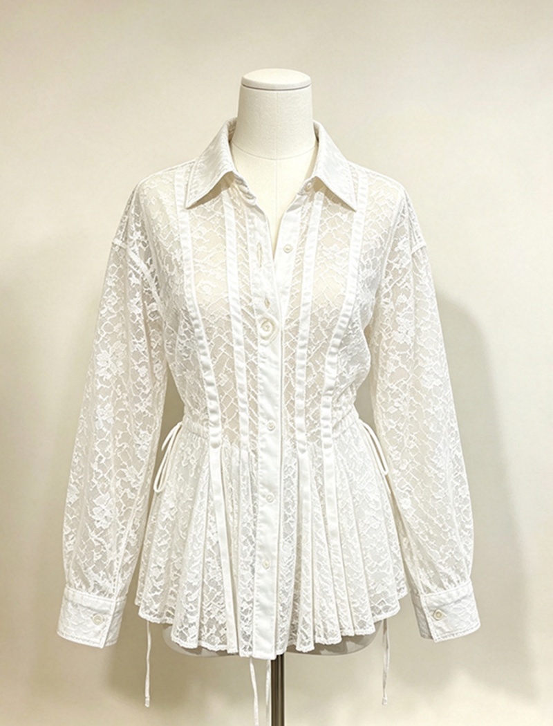 Lace European style slim temperament shirt for women