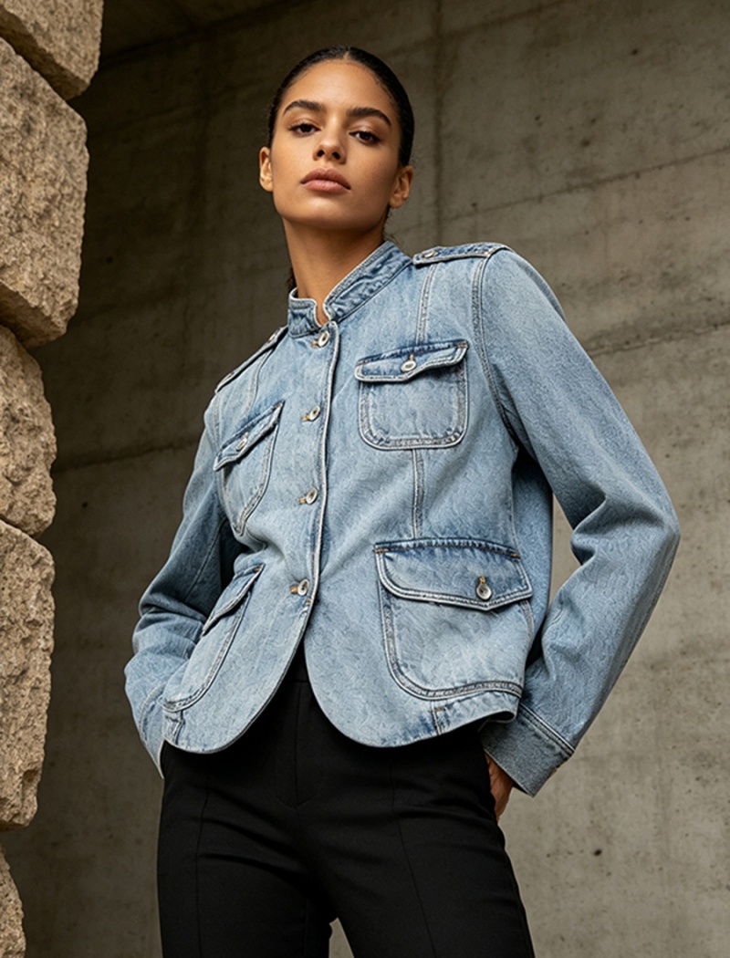 Denim autumn fashion temperament all-match coat