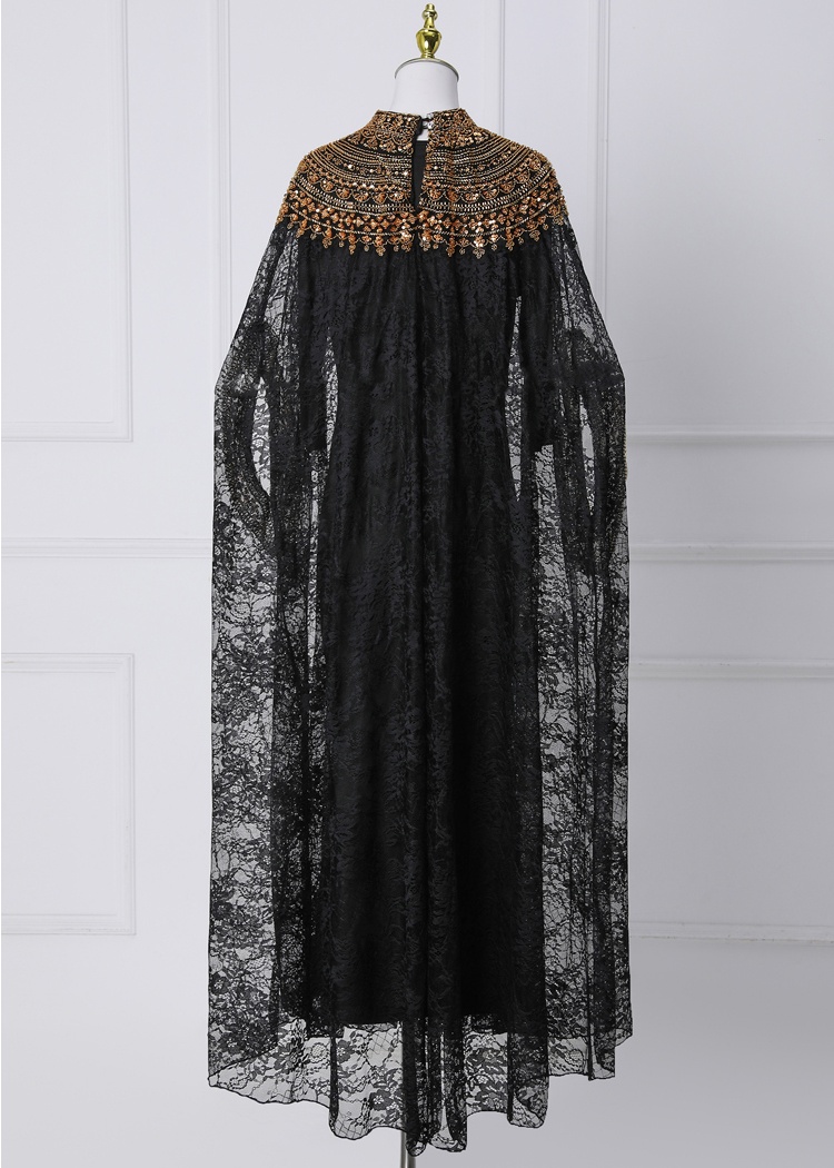 Big skirt temperament cloak multicolor long dress 2pcs set