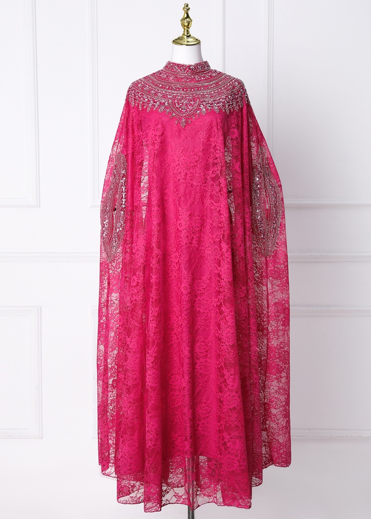 Big skirt temperament cloak multicolor long dress 2pcs set