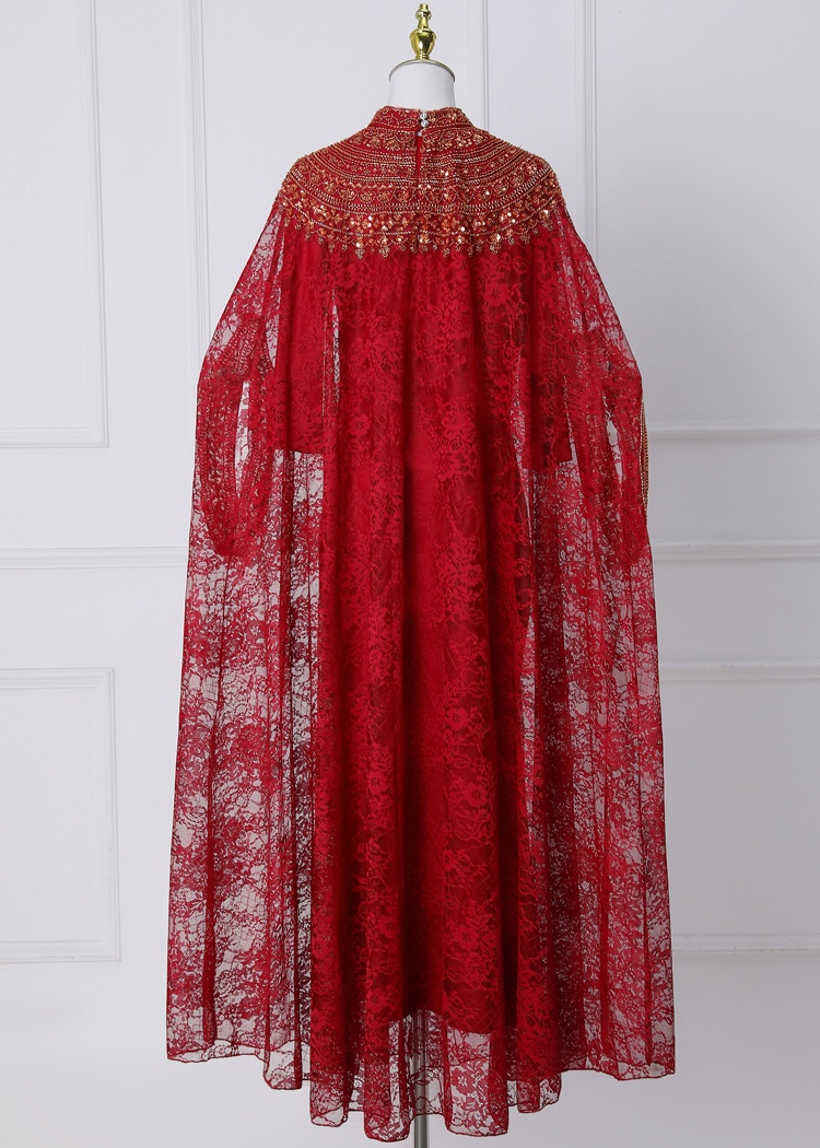 Big skirt temperament cloak multicolor long dress 2pcs set