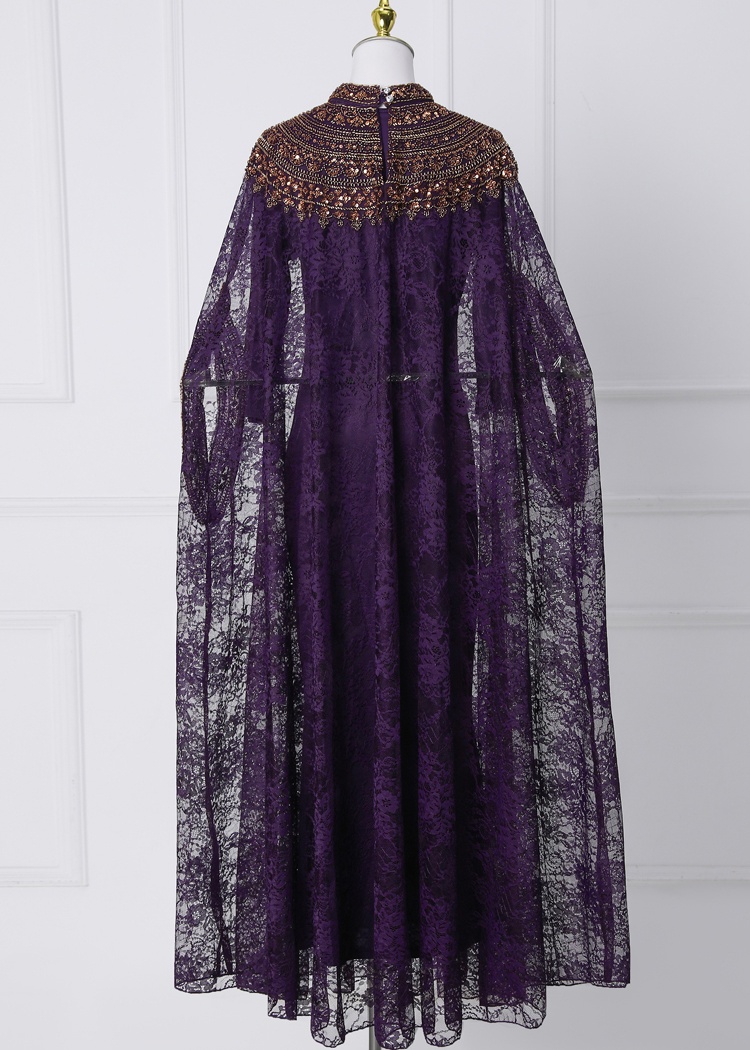 Big skirt temperament cloak multicolor long dress 2pcs set