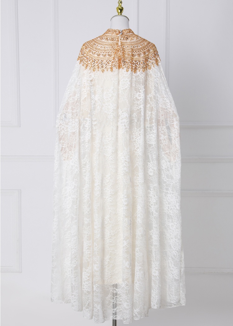 Big skirt temperament cloak multicolor long dress 2pcs set