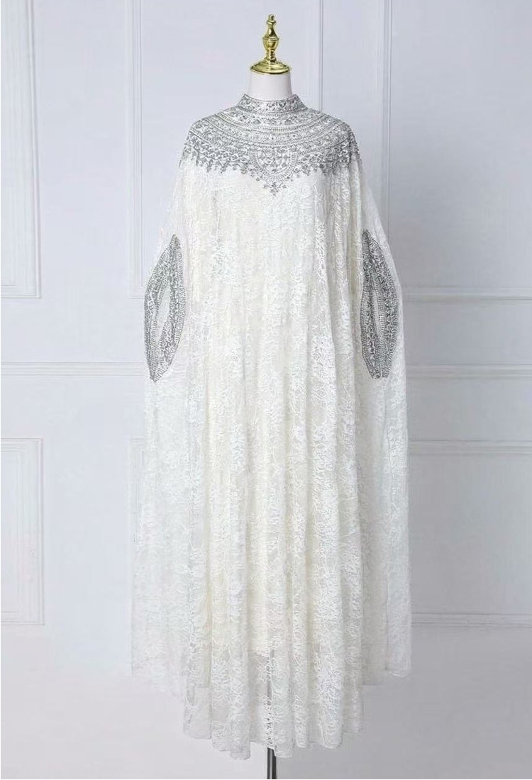 Big skirt temperament cloak multicolor long dress 2pcs set
