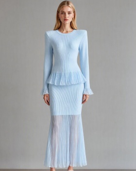 Long sleeve long dress France style sweater a set