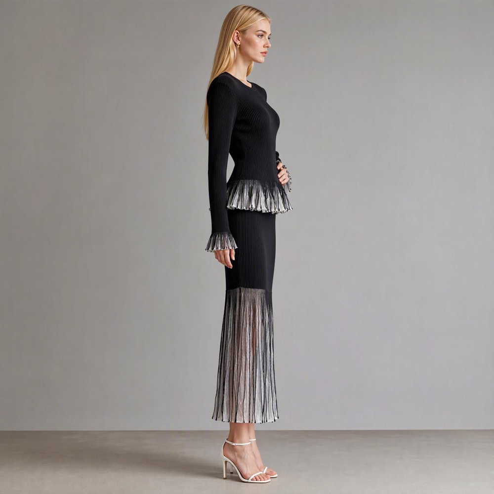 Long sleeve long dress France style sweater a set