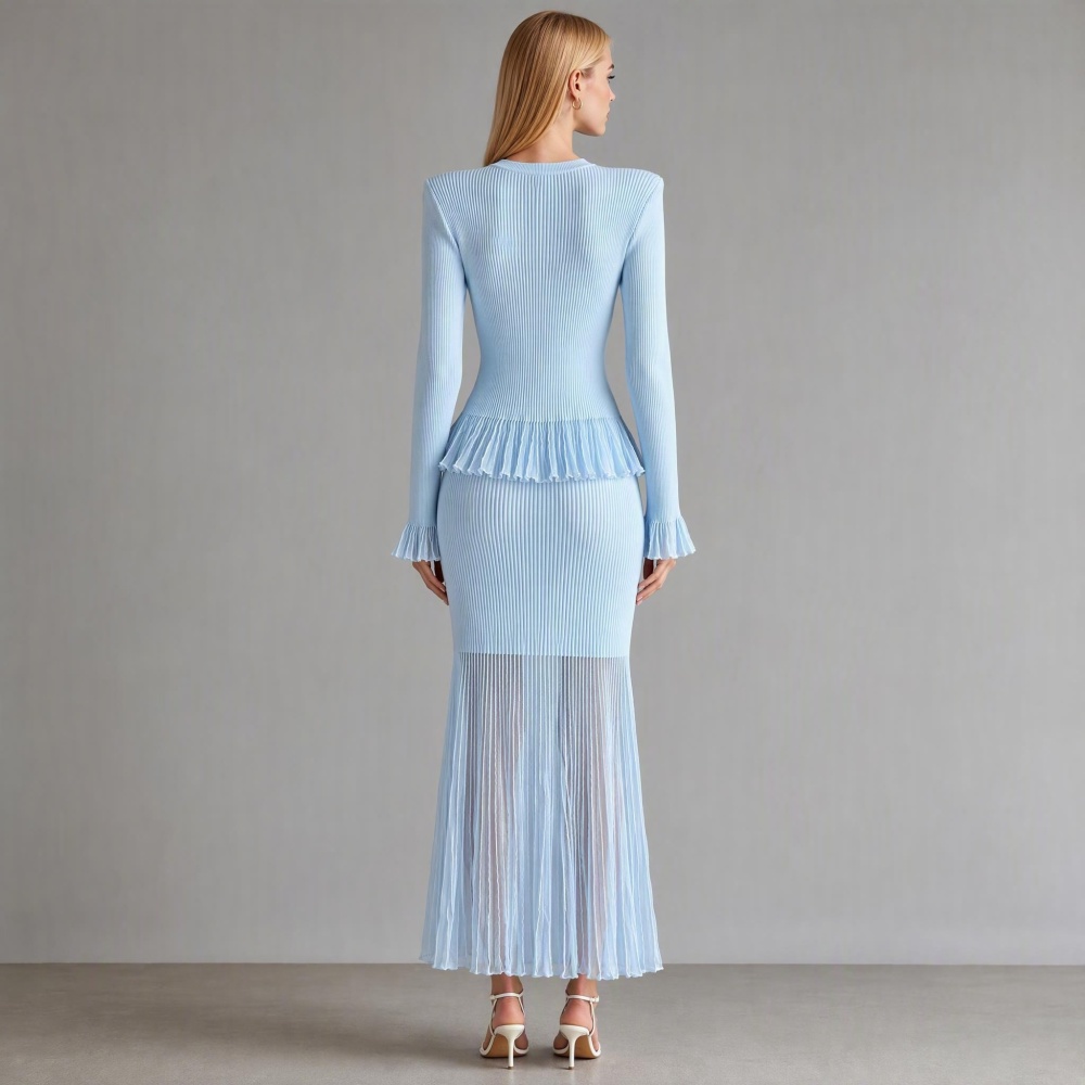 Long sleeve long dress France style sweater a set