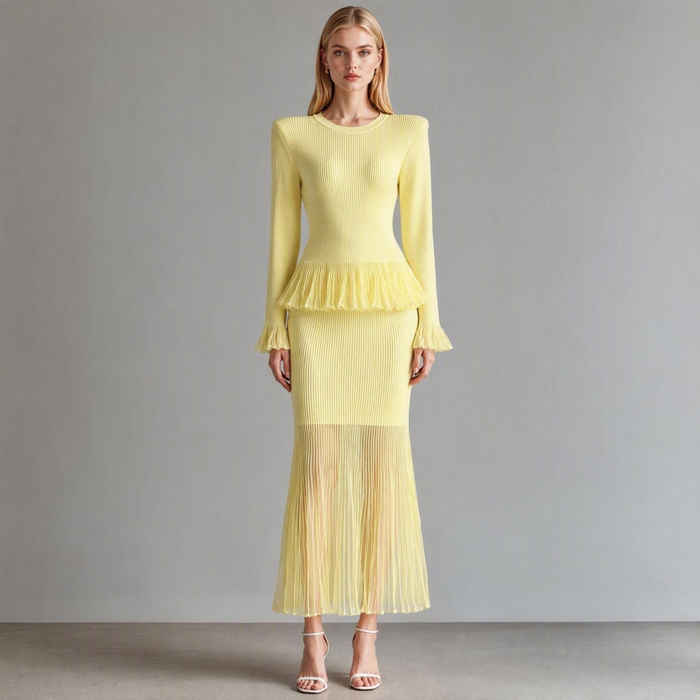 Long sleeve long dress France style sweater a set