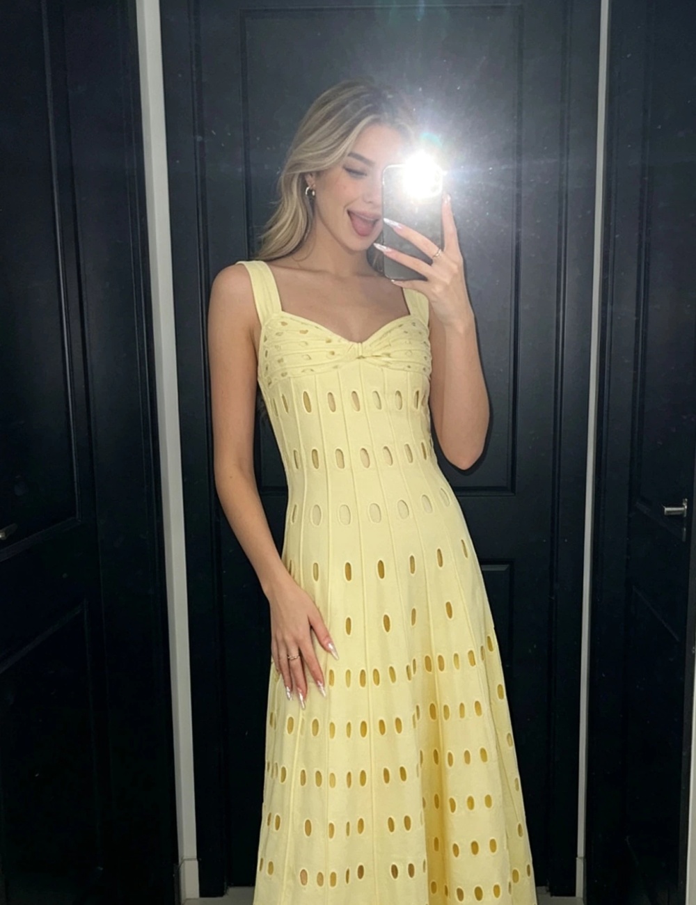 Knitted France style dress temperament long dress