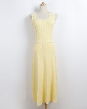 Knitted A-line long dress ladies temperament dress