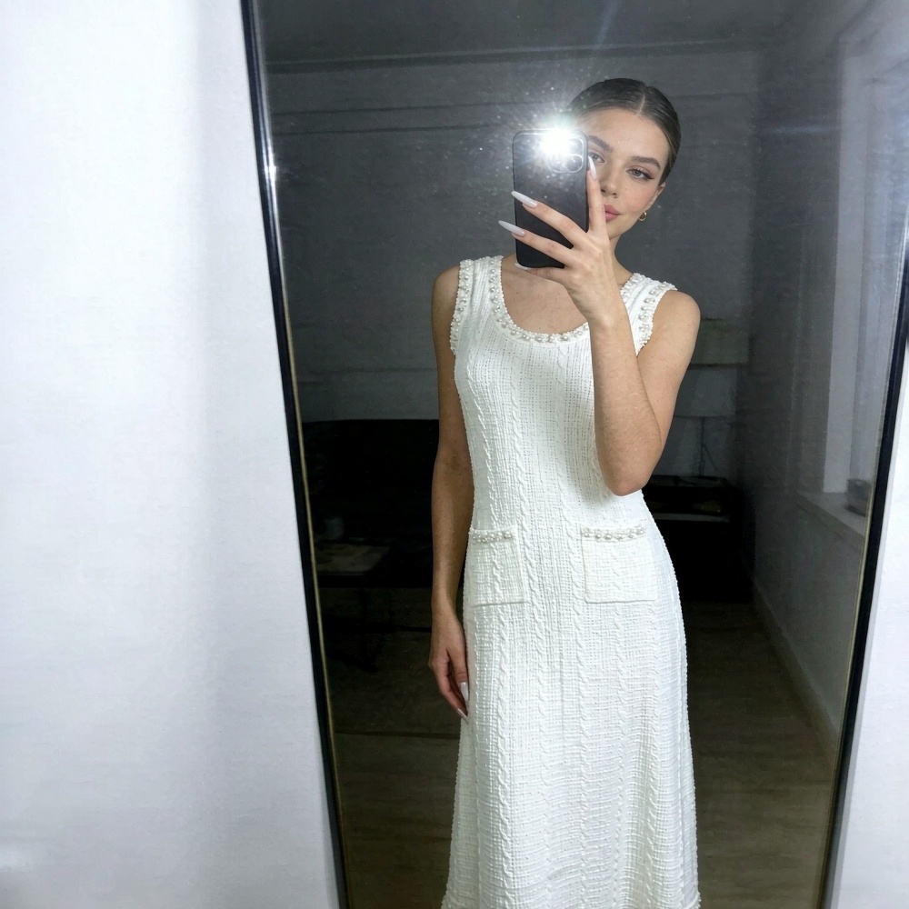 Knitted A-line long dress ladies temperament dress