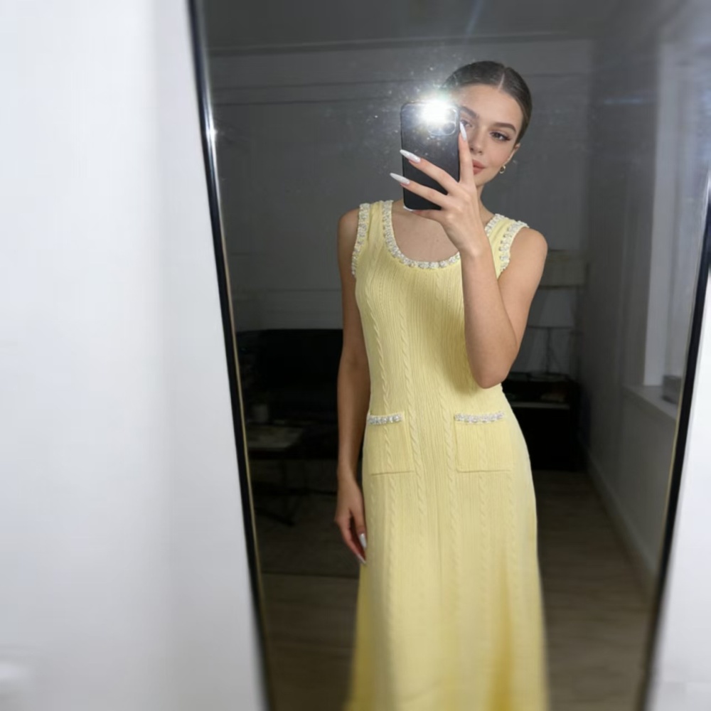 Knitted A-line long dress ladies temperament dress