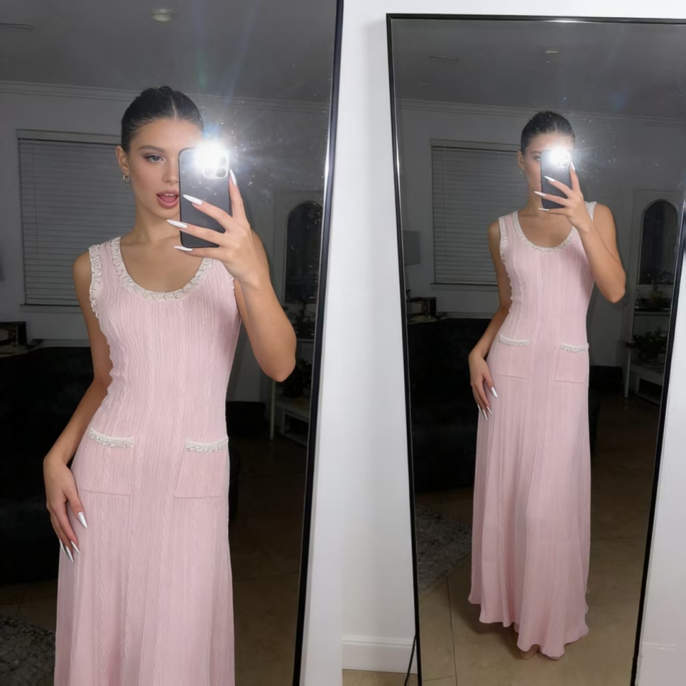 Knitted A-line long dress ladies temperament dress