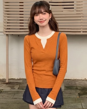 Long sleeve T-shirt round neck bottoming shirt for women