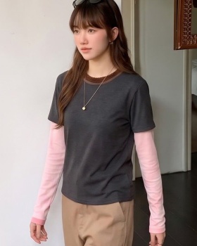 Loose autumn smock slim Korean style T-shirt for women