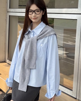 Korean style long sleeve shirt thin tops 2pcs set for women