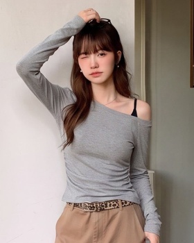 Sloping shoulder sling T-shirt spicegirl strapless tops