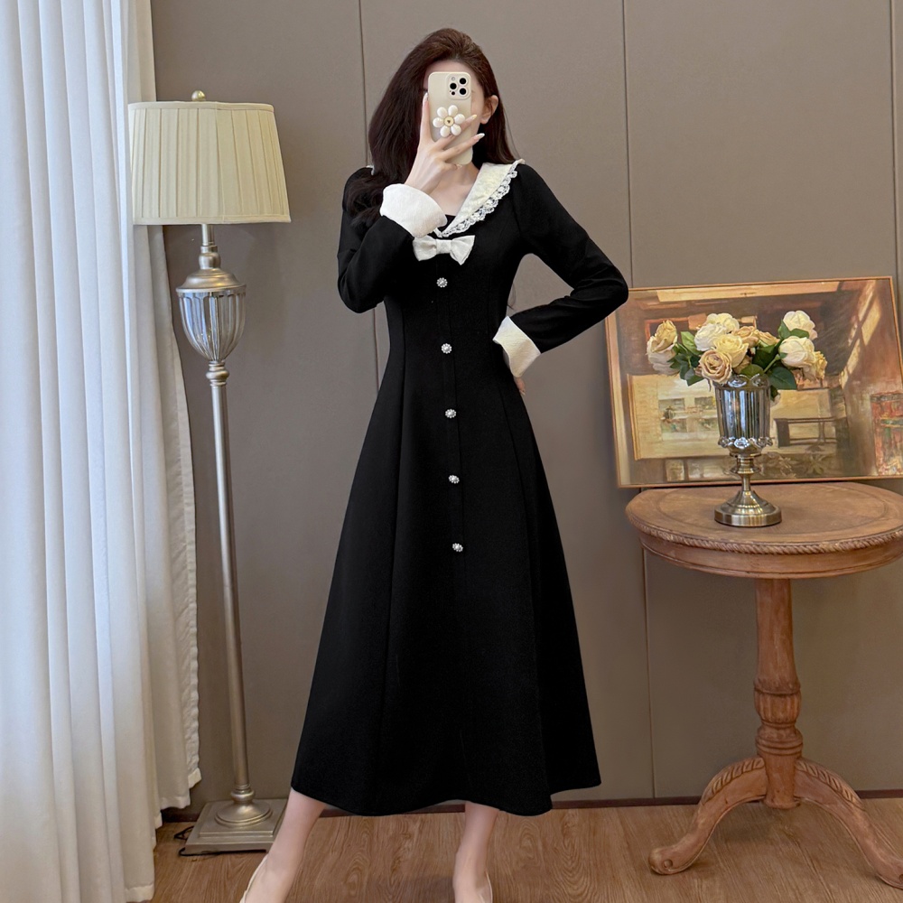 Bow large yard autumn and winter France style dress