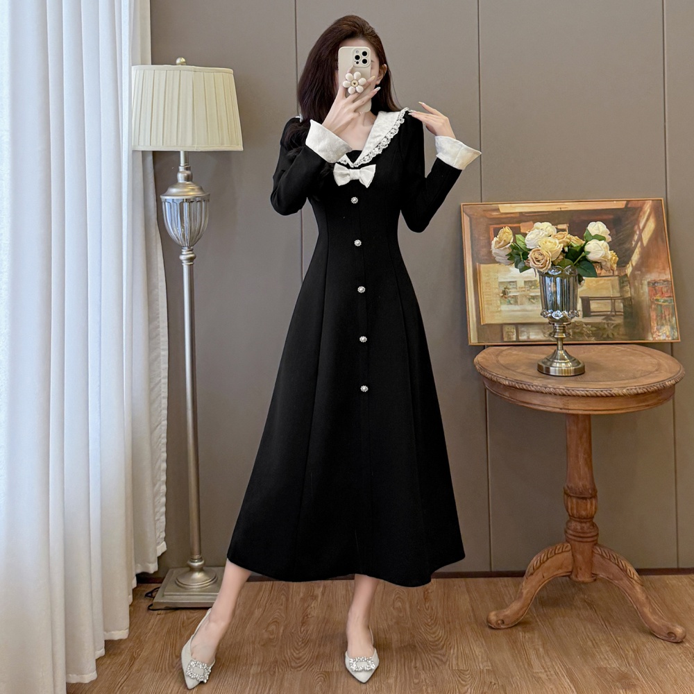 Bow large yard autumn and winter France style dress