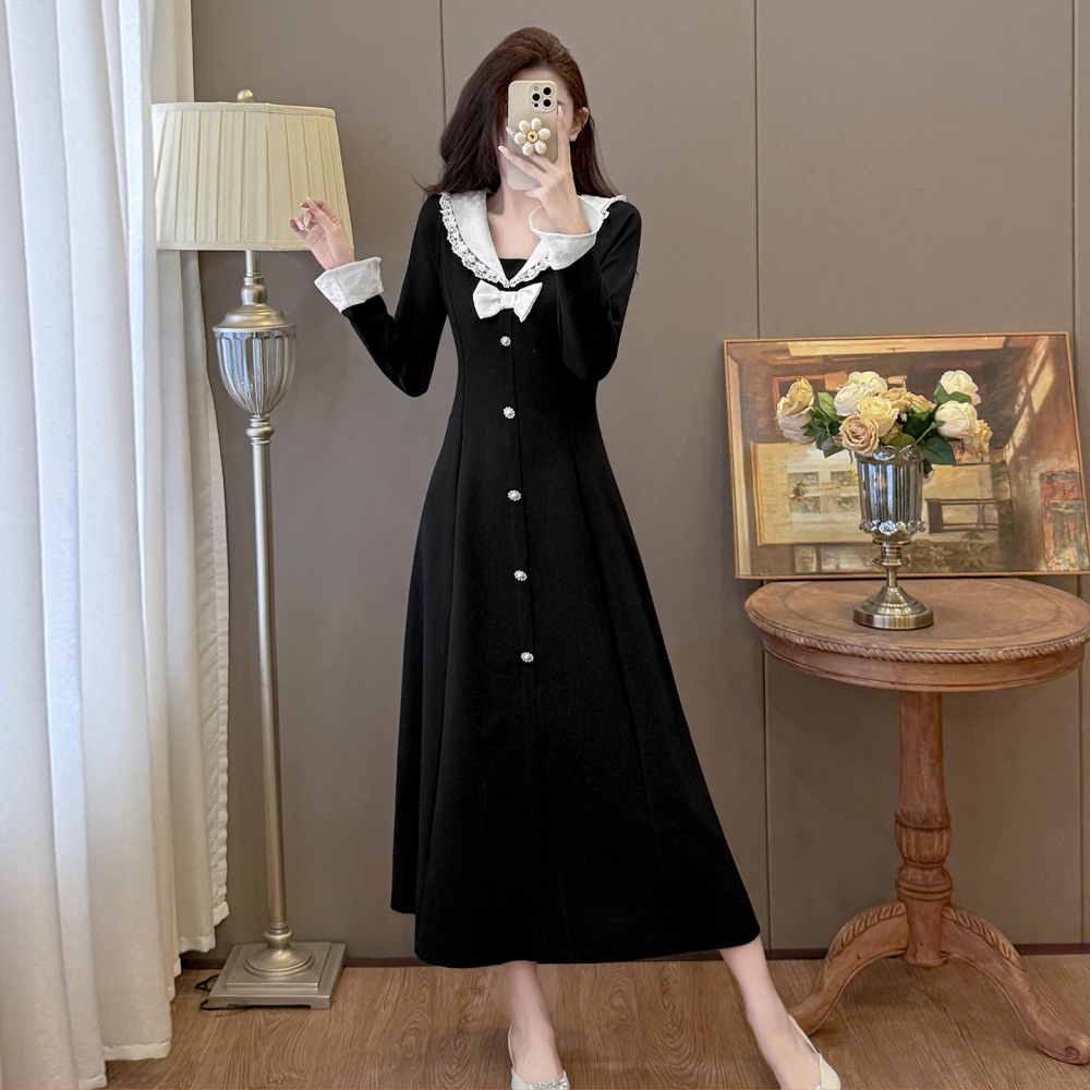 Bow large yard autumn and winter France style dress