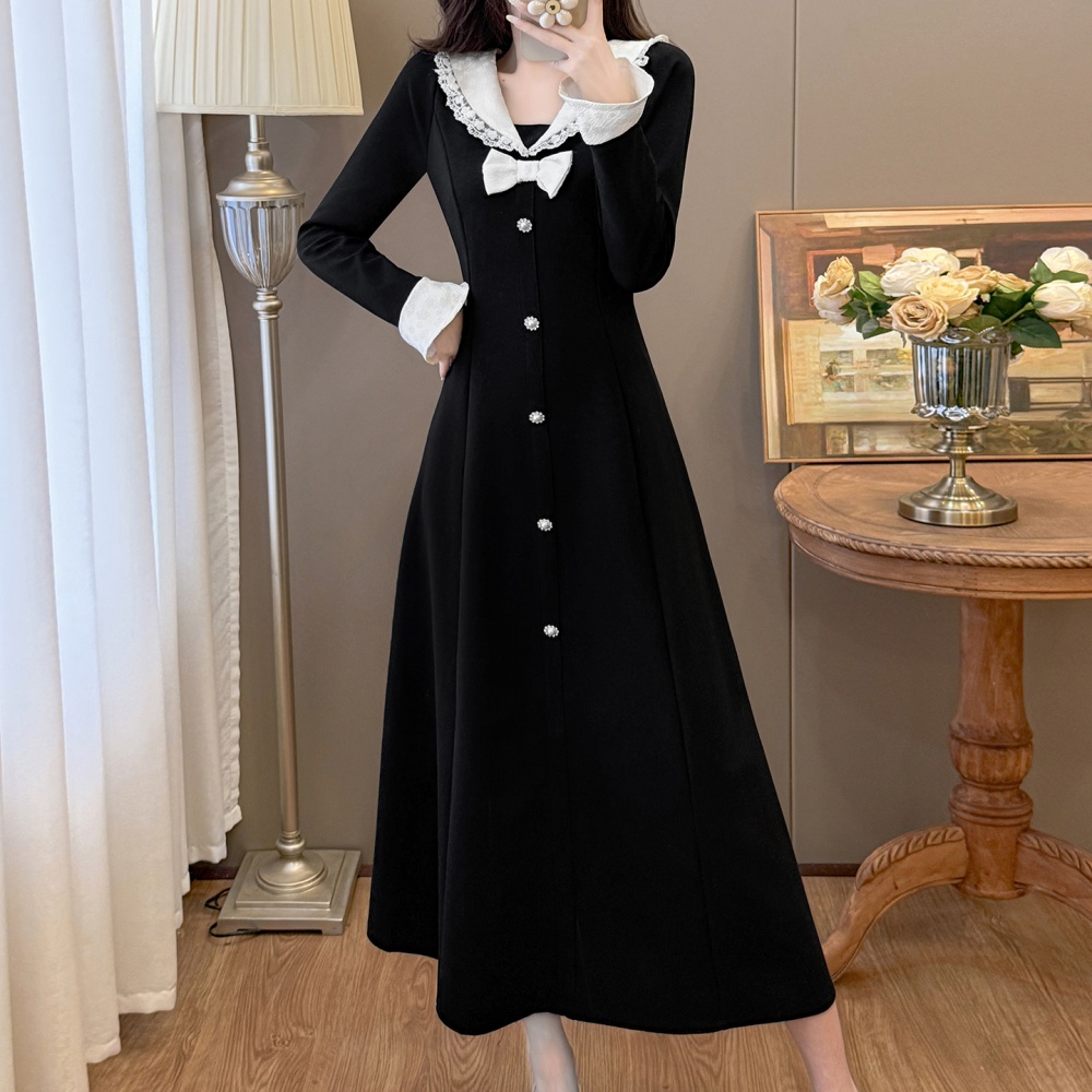 Bow large yard autumn and winter France style dress