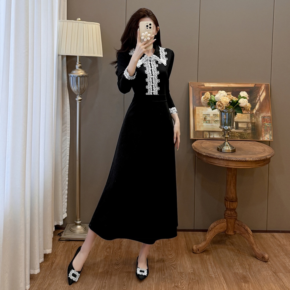 Autumn and winter slim temperament Hepburn style dress