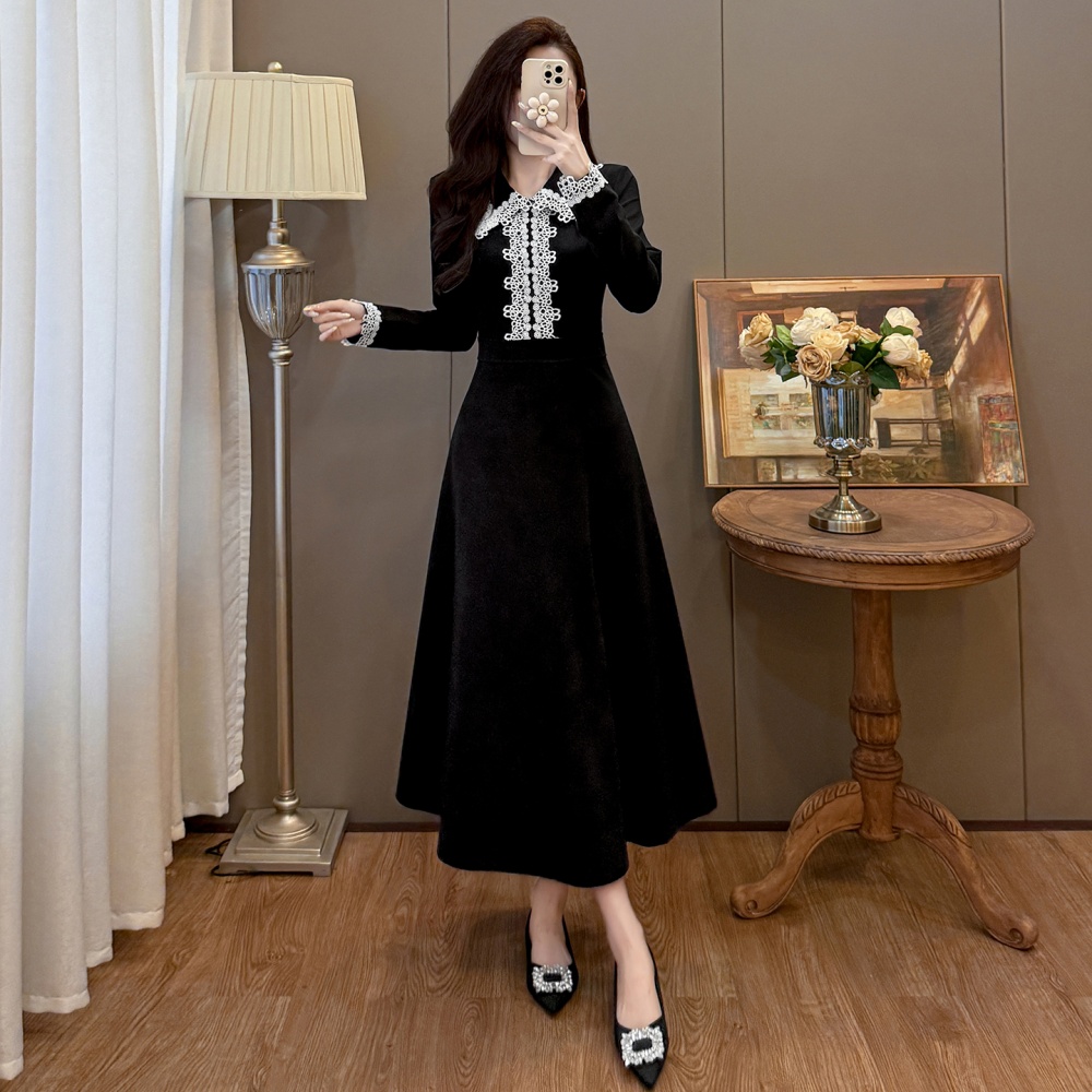 Autumn and winter slim temperament Hepburn style dress