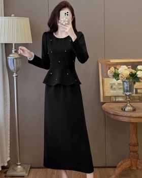 Large yard temperament slim autumn and winter skirt 2pcs set