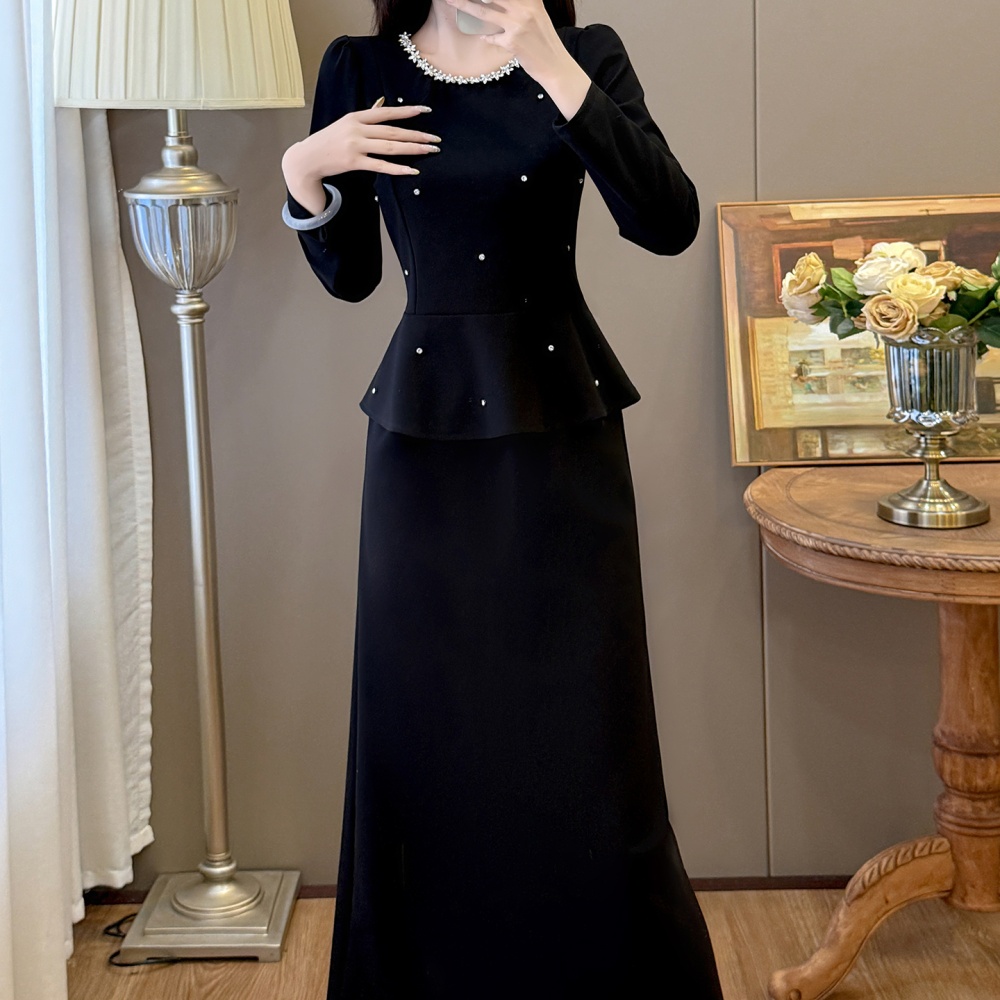 Large yard temperament slim autumn and winter skirt 2pcs set