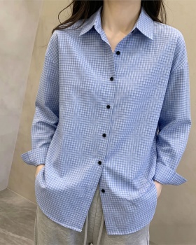 Plaid Korean style tops thin long sleeve cardigan