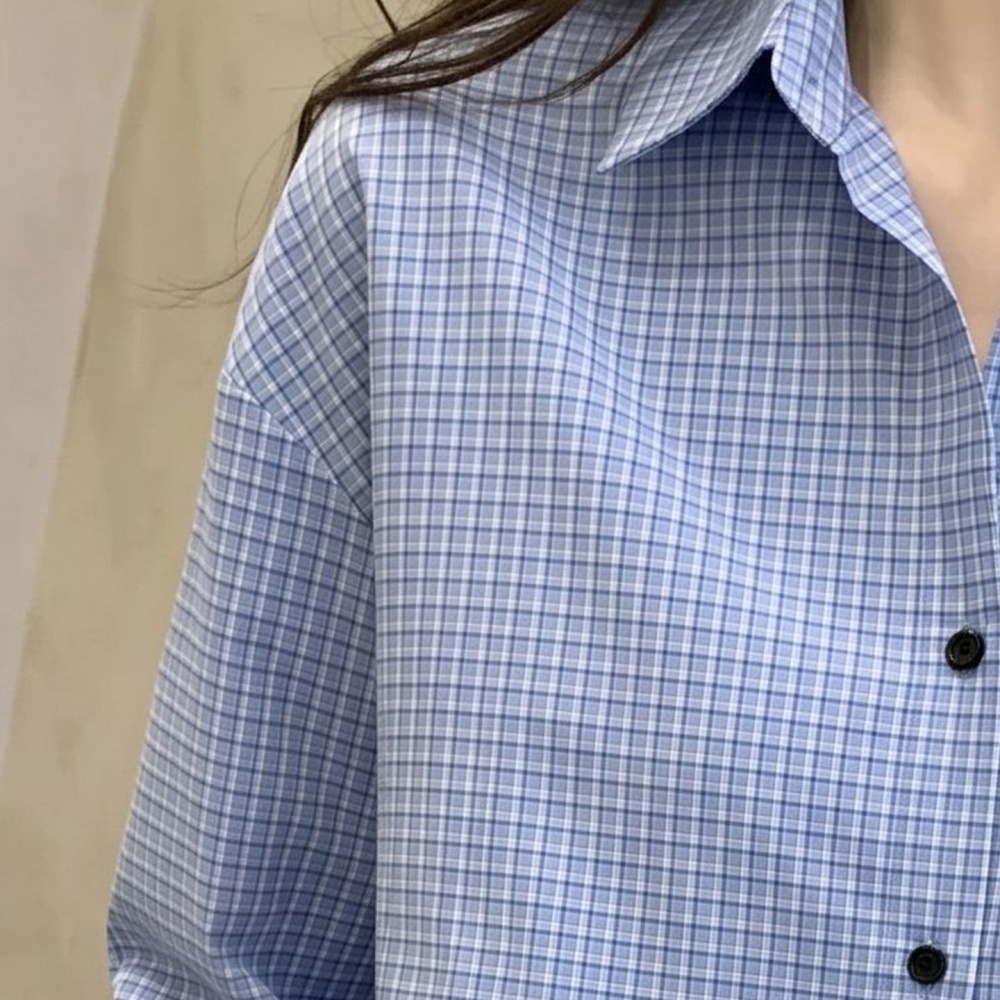 Plaid Korean style tops thin long sleeve cardigan