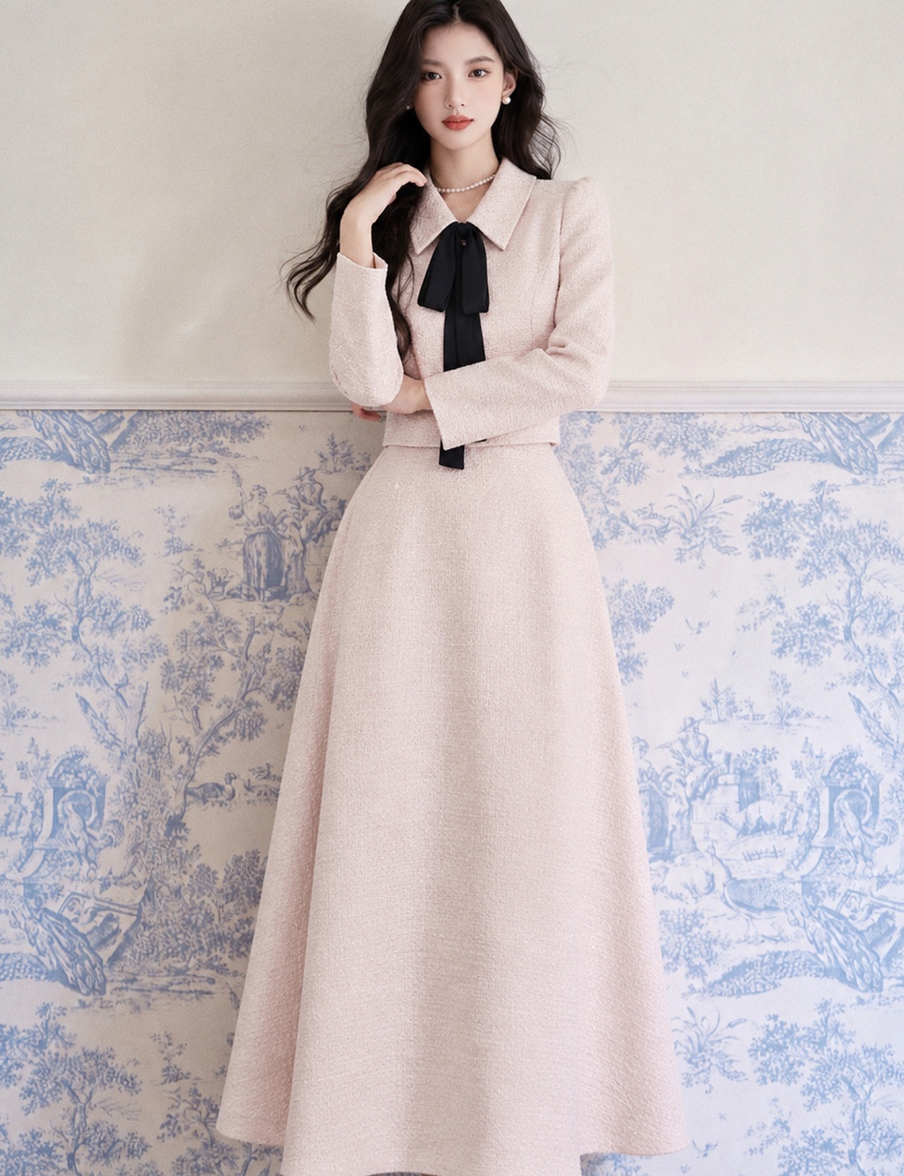 Chanelstyle pink skirt autumn jacket a set for women