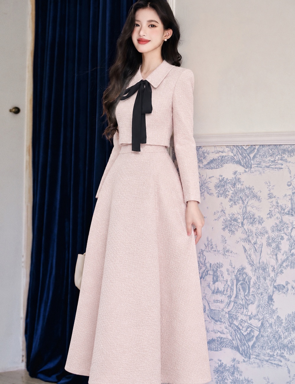 Chanelstyle pink skirt autumn jacket a set for women