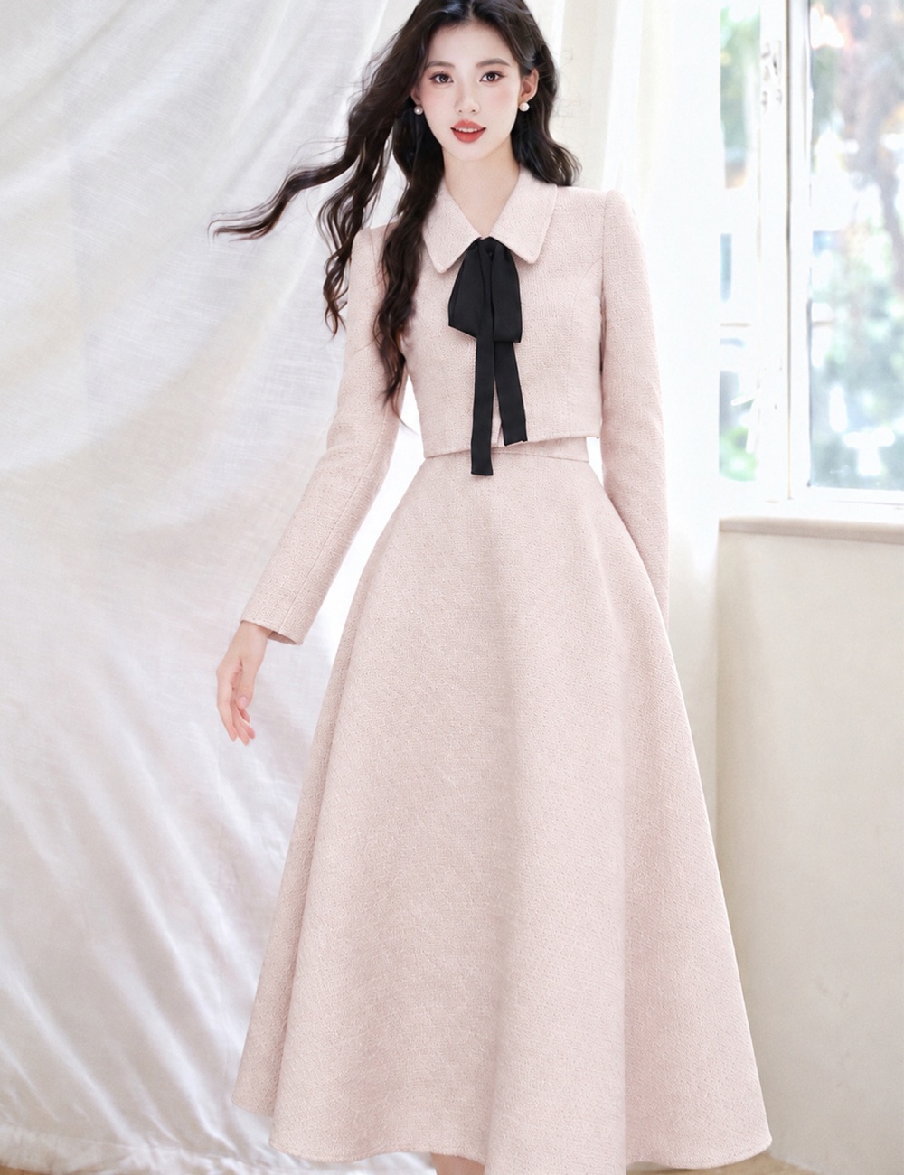 Chanelstyle pink skirt autumn jacket a set for women