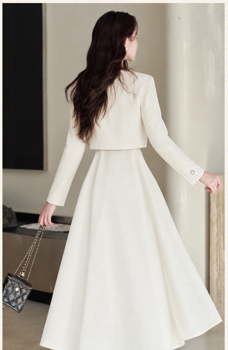Chanelstyle white jacket beading colors dress for women